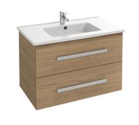 Jacob Delafon - Meuble OLA UP 80cm & Plan Simple Vasque Céramique - 2 Tiroirs Fermeture Douce - Grande Capacité - Chêne Colorado - 810x540x465mm - EBP2304-ECD