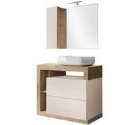 Meuble Vasque 92cm + Miroir beige et aspect bois finition Cadiz - ARTURO - ALTOBUY Beige