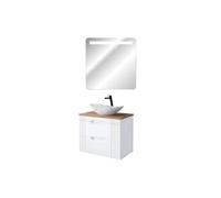 Meuble vasque à poser 80 cm + miroir LED Oceanie White