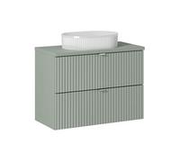 Meuble vasque à poser 80 cm + plateau - A tiroirs - Vert Roseau