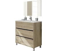 Meuble Vasque avec miroir coloris Cambrian - Hauteur 90 x Longueur 81.5 x Profondeur 46.5 cm -PEGANE-