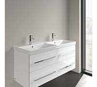 Meuble vasque double Villeroy & Boch Avento 4A23CKR1 1200 x 470 x 160 mm, avec trop-plein, finition Céramique Plus Blanc Alpin