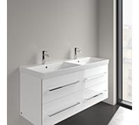 Meuble vasque double Villeroy & Boch Avento 4A23CKRW 1200 x 470 x 160 mm, avec trop-plein, finition Céramique Blanc PierrePlus