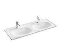 Meuble vasque double VitrA Equal 7244B403-0001 130 x 52 cm, trou de robinetterie/fente de trop-plein, laque VC blanche brillante