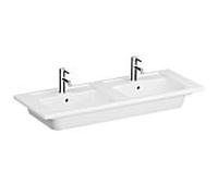 Meuble vasque double VitrA Integra 7038B003-0001 120 x 46,5 cm, 2 vasques, avec trop-plein et robinetterie intégrés, blanc