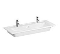 Meuble vasque double VitrA Integra 7058B003-1474 120 x 46,5 cm, 1 vasque avec trop-plein/2 trous de robinetterie, blanc
