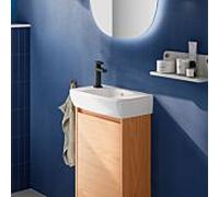 Meuble vasque Geberit Renova Compact 504081PS1, 1 porte, structure en chêne naturel/bois mélaminé, largeur 41,2 cm