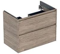 Geberit Renova Plan armoire sous lavabo, avec deux tiroirs, 79,4x60,6x44,6cm, 504030JR1, Couleur: Noyer hickory / mÃ©lamine structure bois - CM