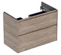 Geberit Renova Plan armoire sous lavabo, avec deux tiroirs, 84,6x60,6x44,6cm, 504.031.JR.1, Couleur: Noyer hickory / mÃ©lamine structure bois