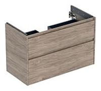 Geberit Renova Plan armoire sous lavabo, avec deux tiroirs, 94,8x60,6x44,6cm, 504032JR1, Couleur: Noyer hickory / mÃ©lamine structure bois - CM