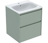 Geberit Lavabo Renova Plan pour meuble bord étroit, 2 tiroirs 55x62,1x48 cm, blanc/vert salé
