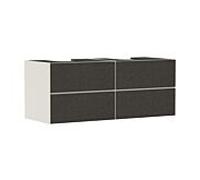 hansgrohe Xevolos E Meuble sous-lavabo, 4 tiroirs, 2 découpes, 1370x550x555mm, pour plan de toilette avec 2 vasques à poser, 54197660, Couleur: Corps beige sable mat, façade textile gris foncé
