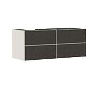 hansgrohe Xevolos E Meuble sous-lavabo, 4 tiroirs, 1 découpe à gauche, 1370x550x555mm, pour console avec vasque à poser à gauche, 54237660, Couleur: Corps beige sable mat, façade textile gris foncé