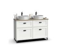 Meuble vasque pour salle de bain coloris blanc, chêne cambrian - Longueur 120 x Profondeur 47 x hauteur 80 cm - -