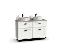 Meuble vasque pour salle de bain coloris blanc, chêne cambrian - Longueur 120 x Profondeur 47 x hauteur 92 cm - PEGANE - Blanc