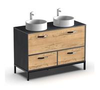 Meuble vasque pour salle de bain coloris imitation marbre, chêne - Longueur 120 x Profondeur 50 x hauteur 80 cm