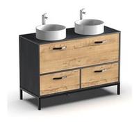 Meuble vasque pour salle de bain coloris imitation marbre, chêne - Longueur 120 x Profondeur 50 x hauteur 80 cm - -