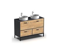 Meuble vasque pour salle de bain coloris imitation marbre, chêne - Longueur 120 x Profondeur 50 x hauteur 92 cm - -