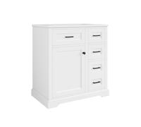 Meuble vasque salle de bain 76x47x82 cm avec lavabo céramique intégré, portes soft-close, tiroir latéral 2 niveaux, blanc