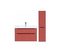 Meuble vasque suspendu Sento Round 120cm Terracotta mat + Colonne version droite