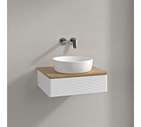 Meuble vasque Villeroy & Boch Antao K07111MT 60 x 19 x 50 cm, plan vasque couleur chêne miel, laque blanche mate