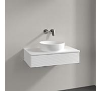 Meuble vasque Villeroy & Boch Antao K08110MT 80 x 19 x 50 cm, couleur du plan vasque : laque blanche mate