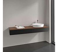 Meuble vasque Villeroy & Boch Antao K16012PD 160 x 19 x 50 cm, plan vasque couleur noyer chaud, laque noire mate