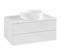 Villeroy & Boch V&B Meuble sous-lavabo sans structure de façade Antao 80x36x50cm, couleur WBP Lac, blanc brillant Lac Quantité:1