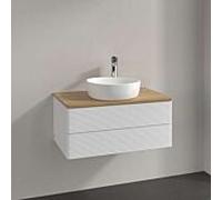 Villeroy & Boch V&B Meuble sous lavabo avec structure de façade Antao 80x36x50cm, HL, WBP chêne, blanc brillant Lac Quantité:1