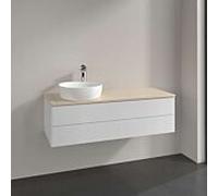 Meuble vasque Villeroy & Boch Antao K22013GF 120 x 36 x 50 cm, plan vasque couleur Botticino, laque blanche brillante