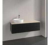 Meuble vasque Villeroy & Boch Antao K22013PD 120 x 36 x 50 cm, plan vasque couleur Botticino, laque noire mate