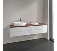 Meuble vasque Villeroy & Boch Antao K26012GF 160 x 36 x 50 cm, plan vasque couleur noyer chaud, laque blanche brillante