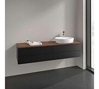 Meuble vasque Villeroy & Boch Antao K27012PD 160 x 36 x 50 cm, plan vasque couleur noyer chaud, laque noire mate