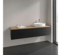 Meuble vasque Villeroy & Boch Antao K27051PD 160 x 36 x 50 cm, percé pour robinetterie, plan vasque couleur chêne miel, laque noire mate
