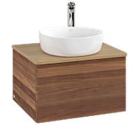 Meuble vasque Villeroy & Boch Antao K29151HM 60x36x50cm, percé pour robinetterie, plan vasque couleur chêne miel, noyer chaud