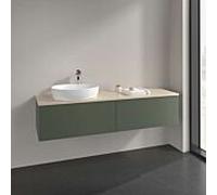 Meuble vasque Villeroy & Boch Antao K37013HL 160 x 36 x 50 cm, plan vasque couleur Botticino, laque mate vert feuille