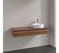 Meuble vasque Villeroy & Boch Antao L12012HM avec éclairage, 1 tiroir, 1200 x 190 x 500 mm, façade lisse, finition Noyer Chaud / Noyer Chaud