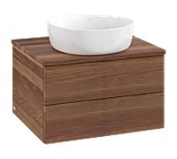Meuble vasque Villeroy & Boch Antao L18112HM 60x36x50cm, plan vasque couleur noyer chaud, noyer chaud