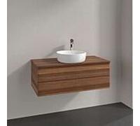 Meuble vasque Villeroy & Boch Antao L20052HM avec éclairage, 2 tiroirs, 1000 x 360 x 500 mm, façade lisse, finition Noyer Chaud / Noyer Chaud