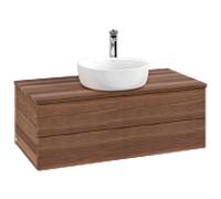 Meuble vasque Villeroy & Boch Antao L20152HM avec éclairage, finition texturée, 100x36x50cm, trou pour robinet, couleur du dessus de vasque noyer chaud.