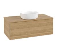 Meuble vasque Villeroy & Boch Antao L31011HN avec éclairage, 100 x 36 x 50 cm, plan vasque couleur chêne miel, chêne miel