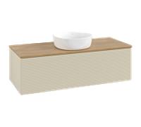 Meuble vasque Villeroy & Boch Antao L32111HJ avec éclairage, 120 x 36 x 50 cm, plan vasque couleur chêne miel, laque mate gris soie