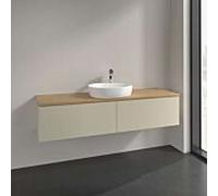 Meuble vasque Villeroy & Boch Antao L36051HJ avec éclairage, 2 tiroirs, 1600 x 360 x 500 mm, façade lisse, laque mate Gris Soie / Chêne Miel