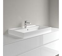 Meuble vasque Villeroy & Boch Collaro 4A338GRW 800 x 465 x 160 mm, avec trop-plein, dessous meulé, finition Céramique Plus Blanc Pierre