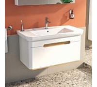 Meuble vasque VitrA Sento 60814 98 x 48,5 x 50 cm, blanc mat, décor, trop-plein, trou de robinetterie au centre