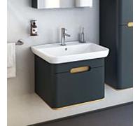 Meuble vasque VitrA Sento 60818 63 x 48,5 x 50 cm, anthracite mat, décor, trop-plein, trou de robinetterie central