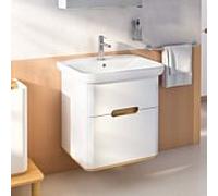 Meuble vasque VitrA Sento 60822 63 x 48,5 x 66,5 cm, blanc mat, décor, trop-plein, trou de robinetterie central