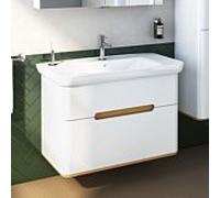 Meuble vasque VitrA Sento 60826 98 x 48,5 x 66,5 cm, blanc mat, décor, trop-plein, trou de robinetterie central