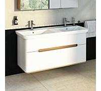 Meuble vasque VitrA Sento 61187 130 x 48 x 66,5 cm, blanc mat, décor, trop-plein, trou de robinetterie central