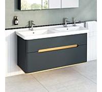 Meuble vasque VitrA Sento 61189 130 x 48 x 66,5 cm, anthracite mat, décor, trop-plein, trou de robinetterie au centre